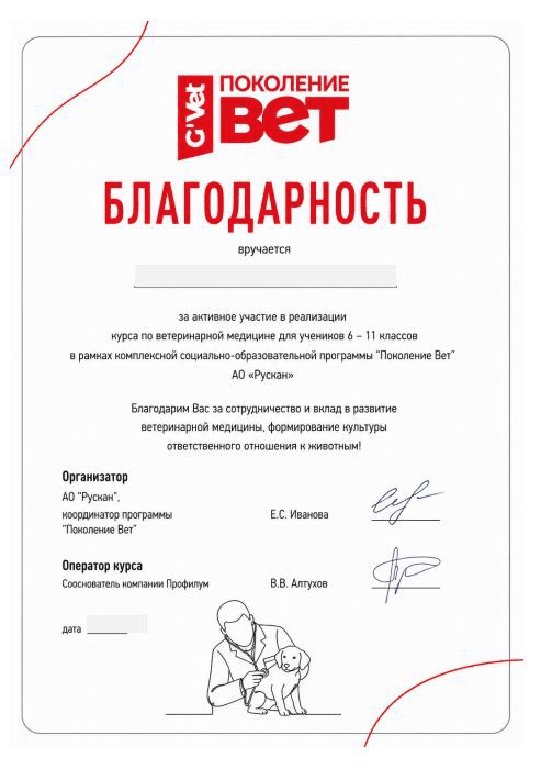 Благодарность за участие в реализации программы